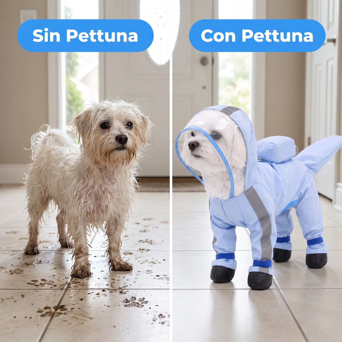 Sin Pettuna y con Pettuna al volver a casa