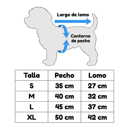 Guía de tallas: pecho y lomo de S a XL